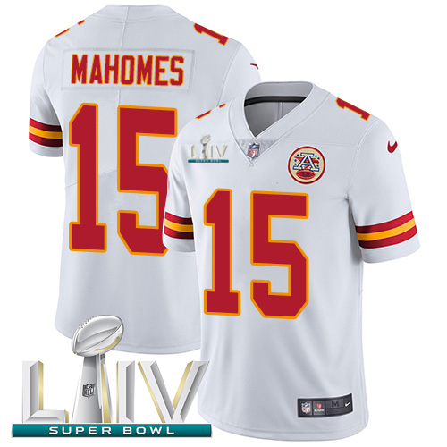Kansas City Chiefs Nike #15 Patrick Mahomes White Super Bowl LIV 2020 Men Stitched NFL Vapor Untouchable Limited Jersey